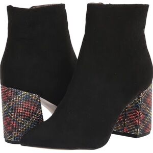 Betsey Johnson Suede Ankle Boots with Rhinestone Heel